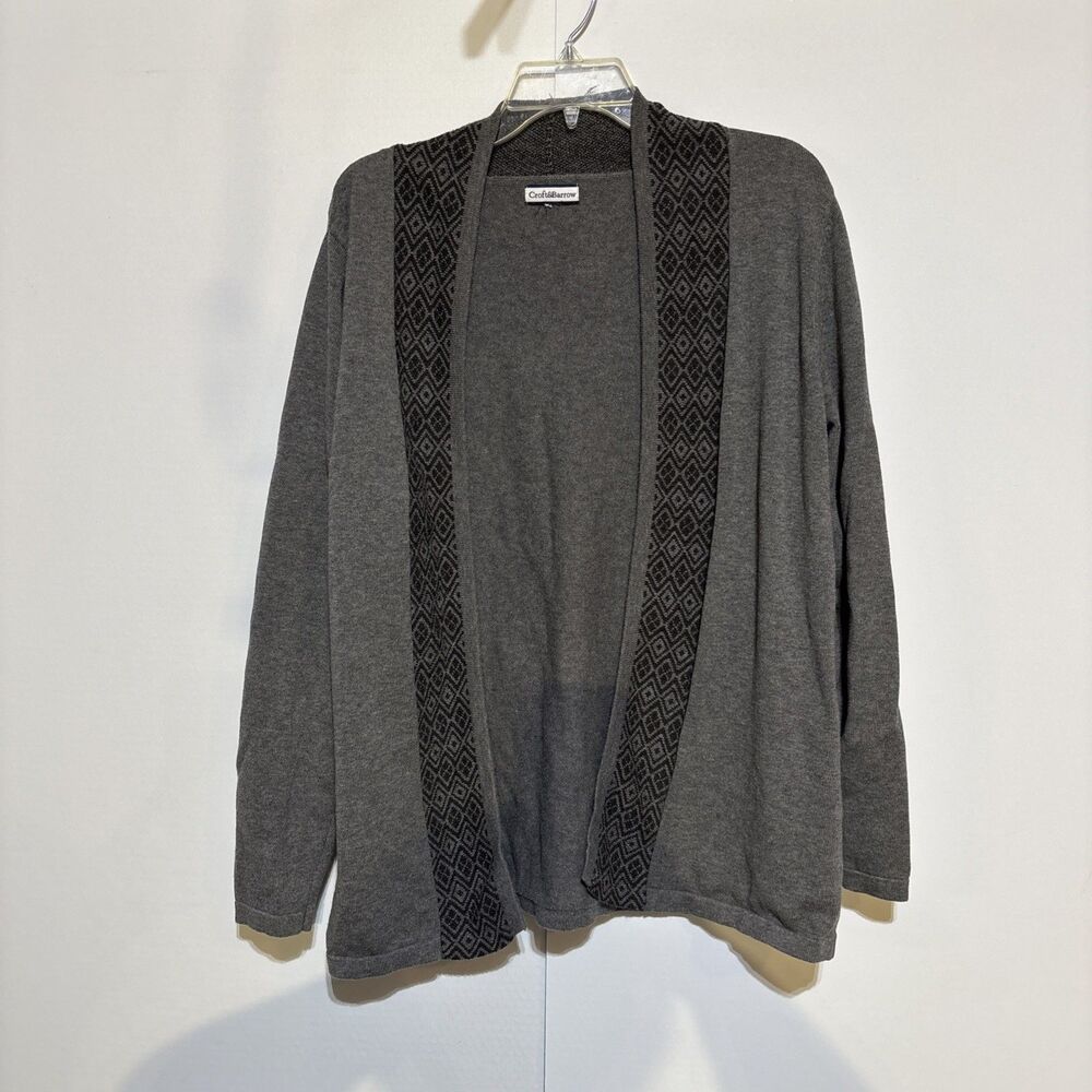 Croft & Barrow Women Grey Open Cardigan L/S Tribal -Chest 45" Preown casual work